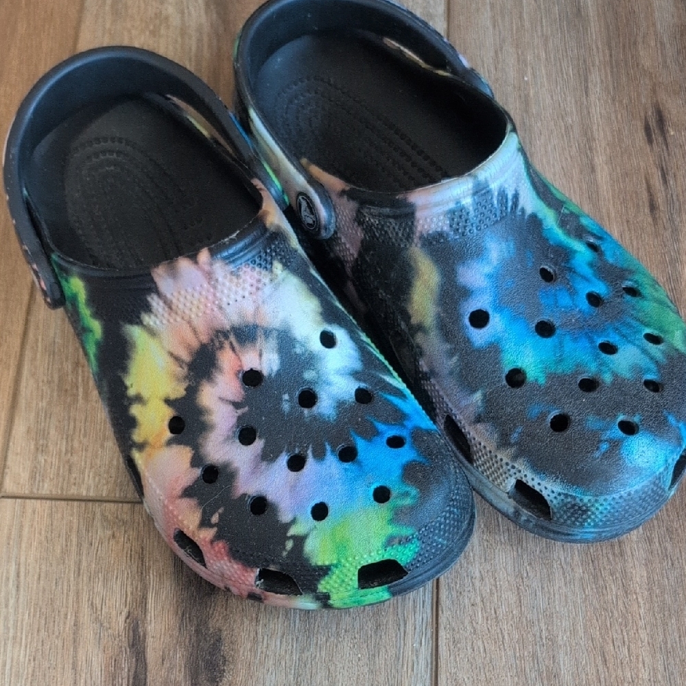 CROCS Black and Blue Mules & Clogs with Perforated Design